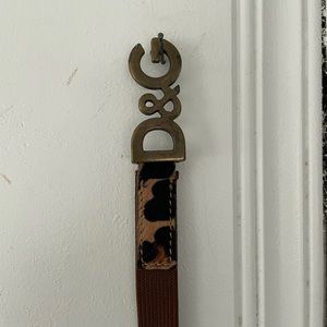 Vintage dolce and Gabbana D&G logo leopard print stretch belt